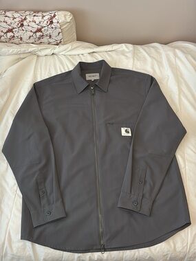 Carhartt Men’s Slate Gray Zip-Front Work Shirt Jacket